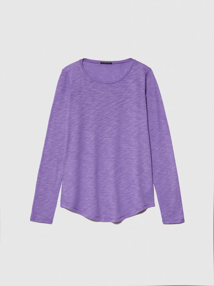 Solid color t-shirt - women's long sleeve t-shirts - Lilac | Sisley image number 6